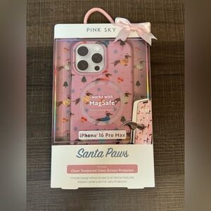 PINK SKY Christmas DACHSHUND 16 Pro Max phone case With Screen Protector NEW